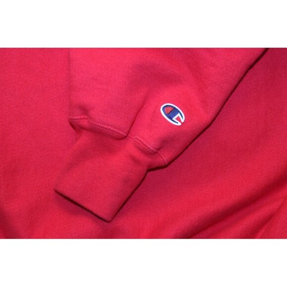 CHAMPION Premium Reverse Weave Retro Crew Neck Sweatshirt in Red - Picture 7 of 10